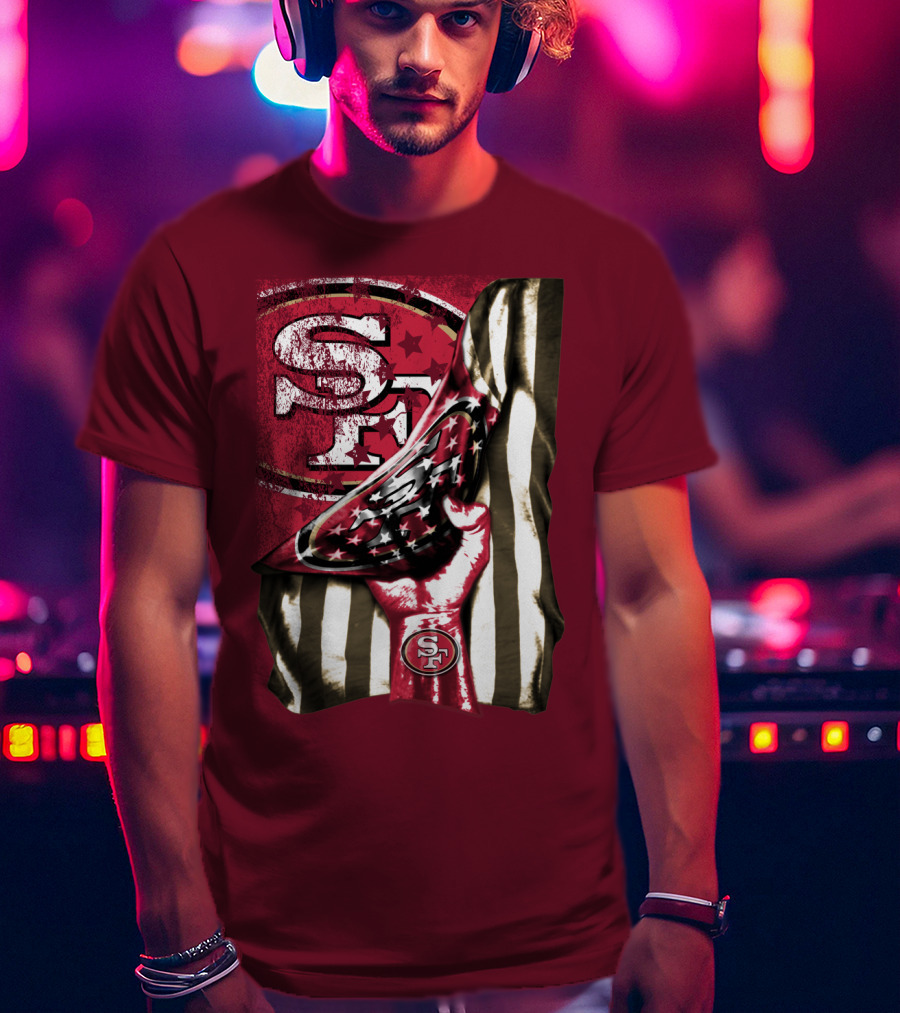 San Francisco 49ers Sf Hand Flag Stars Stripes T-Shirt