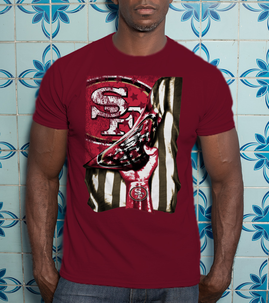 San Francisco 49ers Sf Hand Flag Stars Stripes T-Shirt
