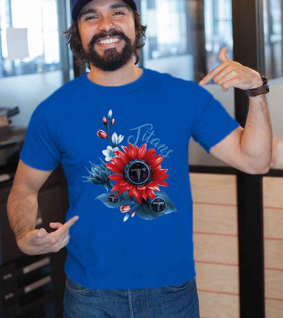 Tennessee Titans Floral Design With Logo Elements T-Shirt