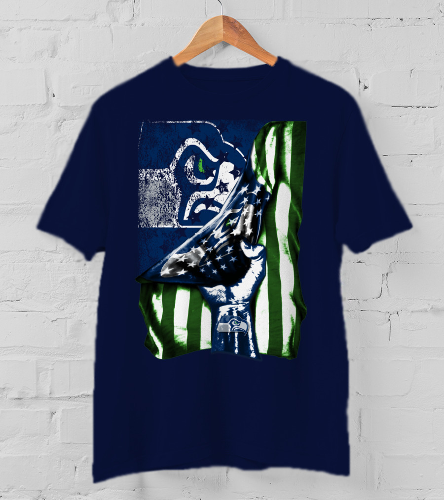 Seattle Seahawks American Flag Fist T-Shirt