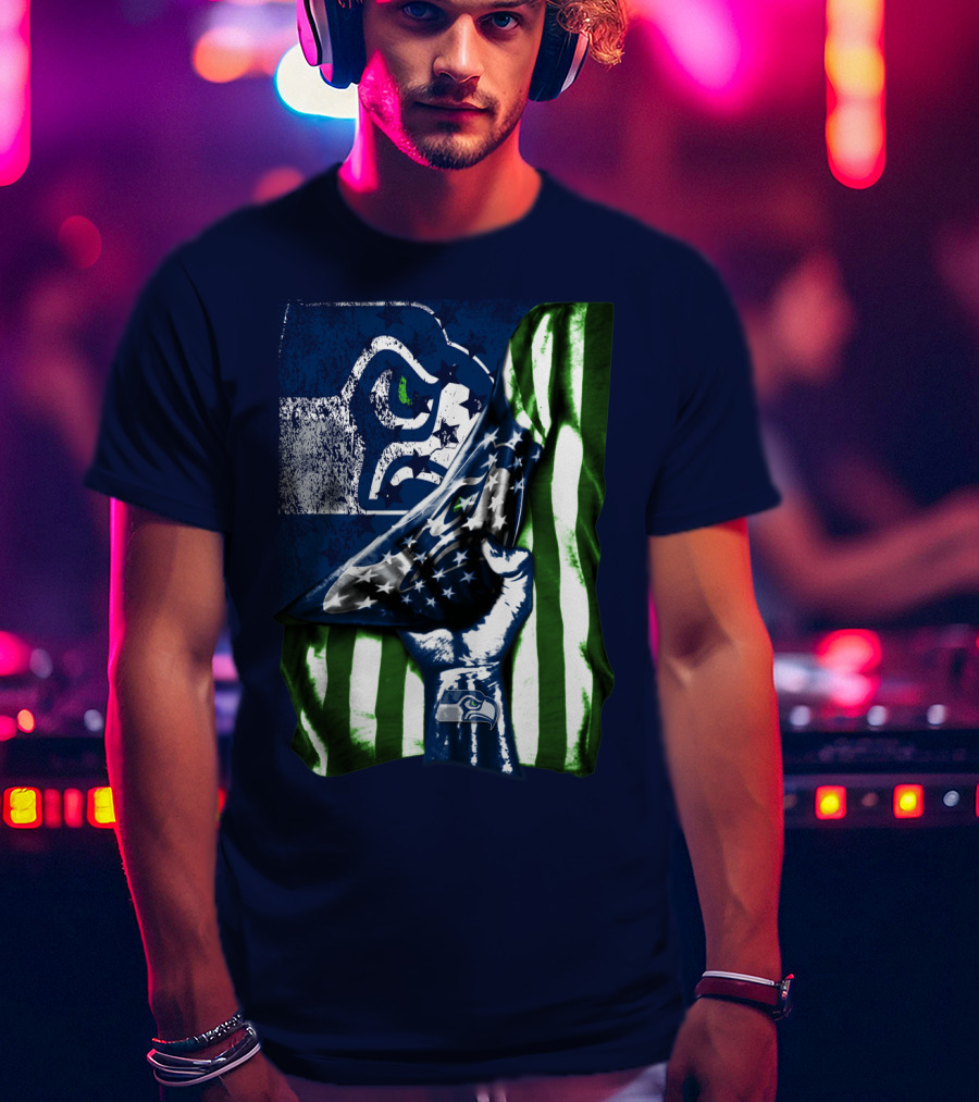 Seattle Seahawks American Flag Fist T-Shirt