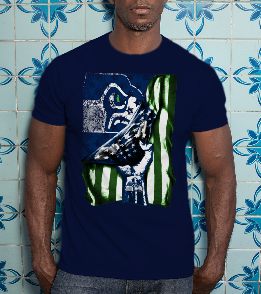 Seattle Seahawks American Flag Fist T-Shirt