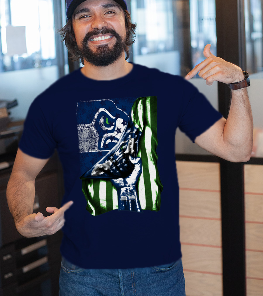 Seattle Seahawks American Flag Fist T-Shirt