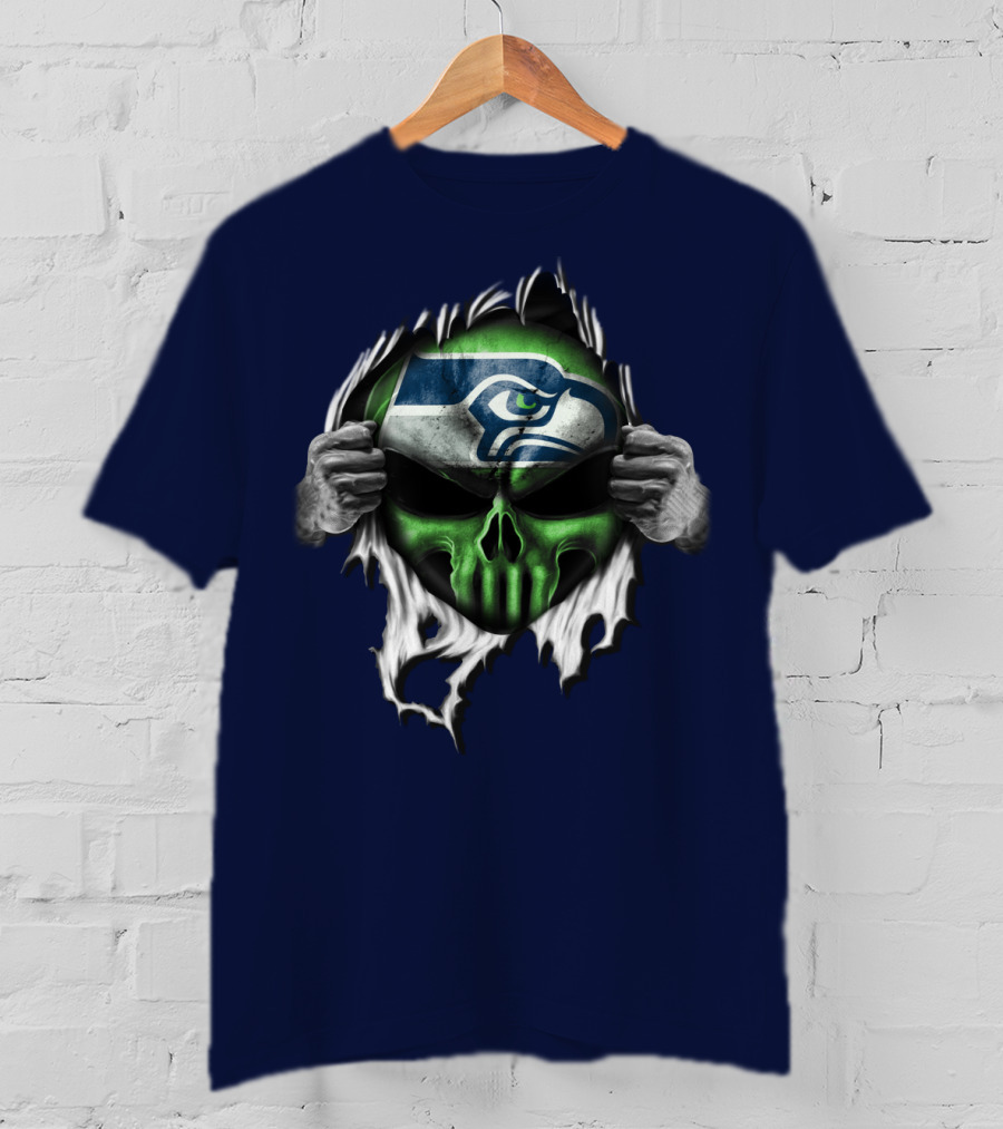 Seattle Seahawks Skull Ripping T-Shirt