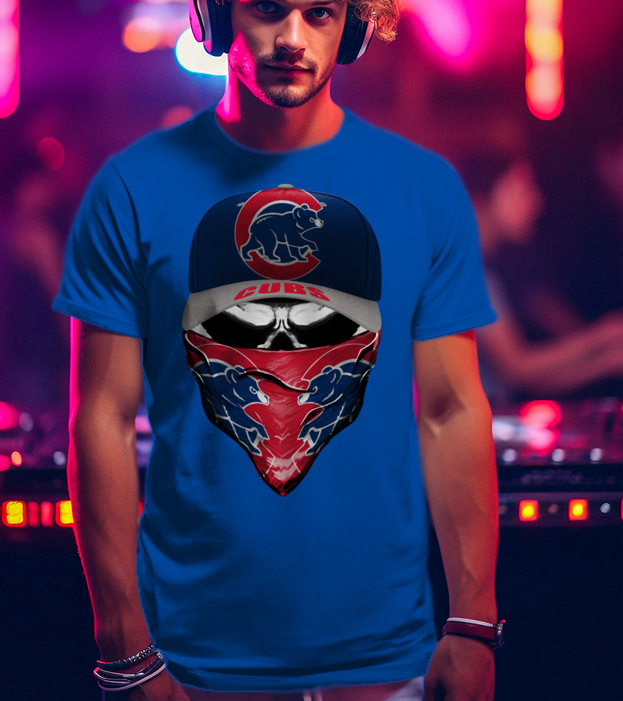 Chicago Cubs Bear Logo Cap And Bandana Combo T-Shirt