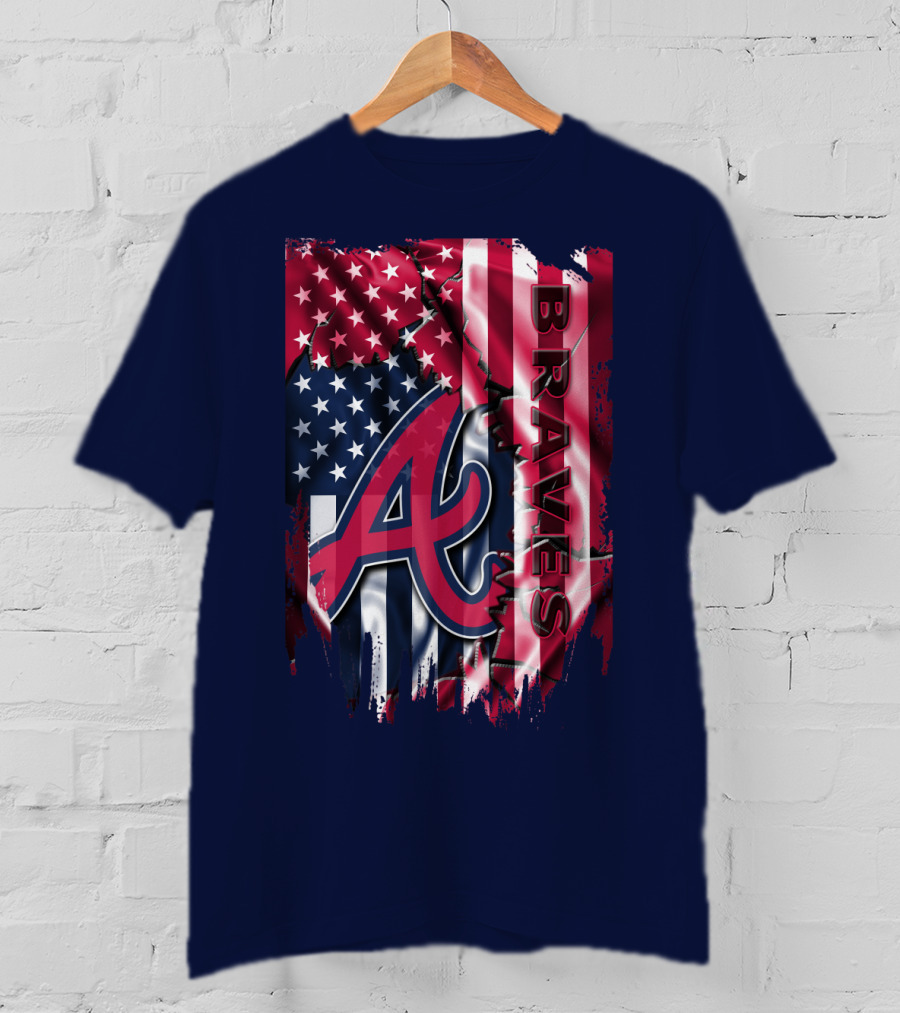 Atlanta Braves American Flag Grunge Style T-Shirt