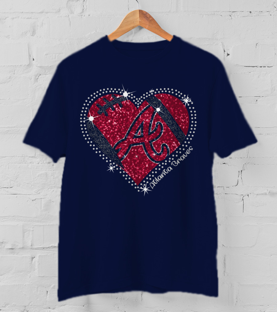 Atlanta Braves Heart With Sparkling Baseball T-Shirt