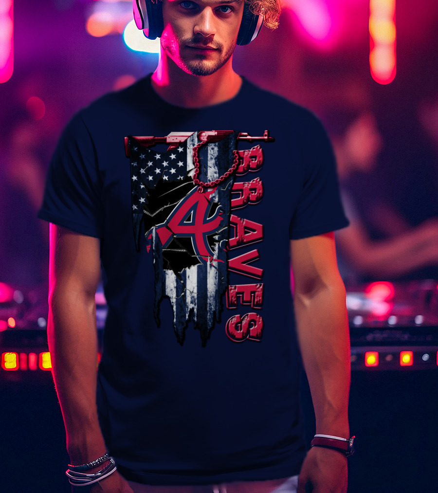 Atlanta Braves Patriotic Logo American Flag T-Shirt
