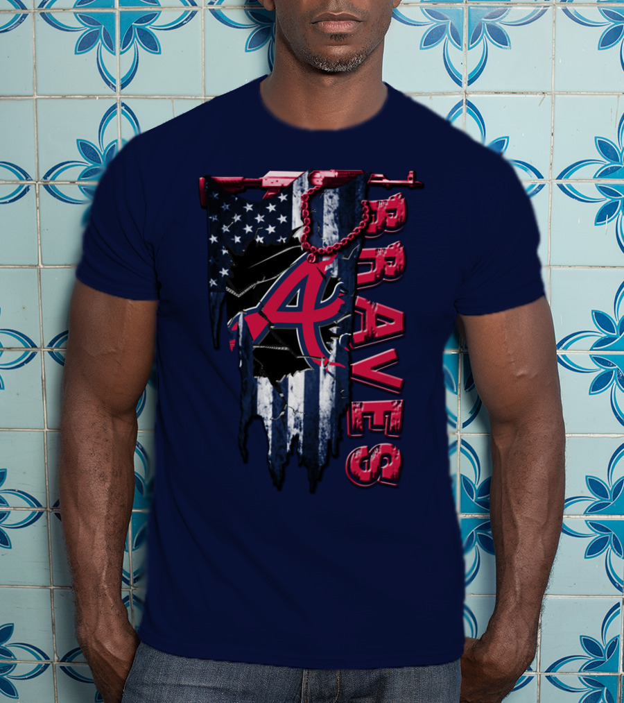 Atlanta Braves Patriotic Logo American Flag T-Shirt