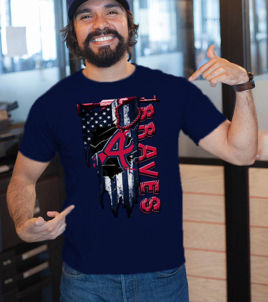 Atlanta Braves Patriotic Logo American Flag T-Shirt