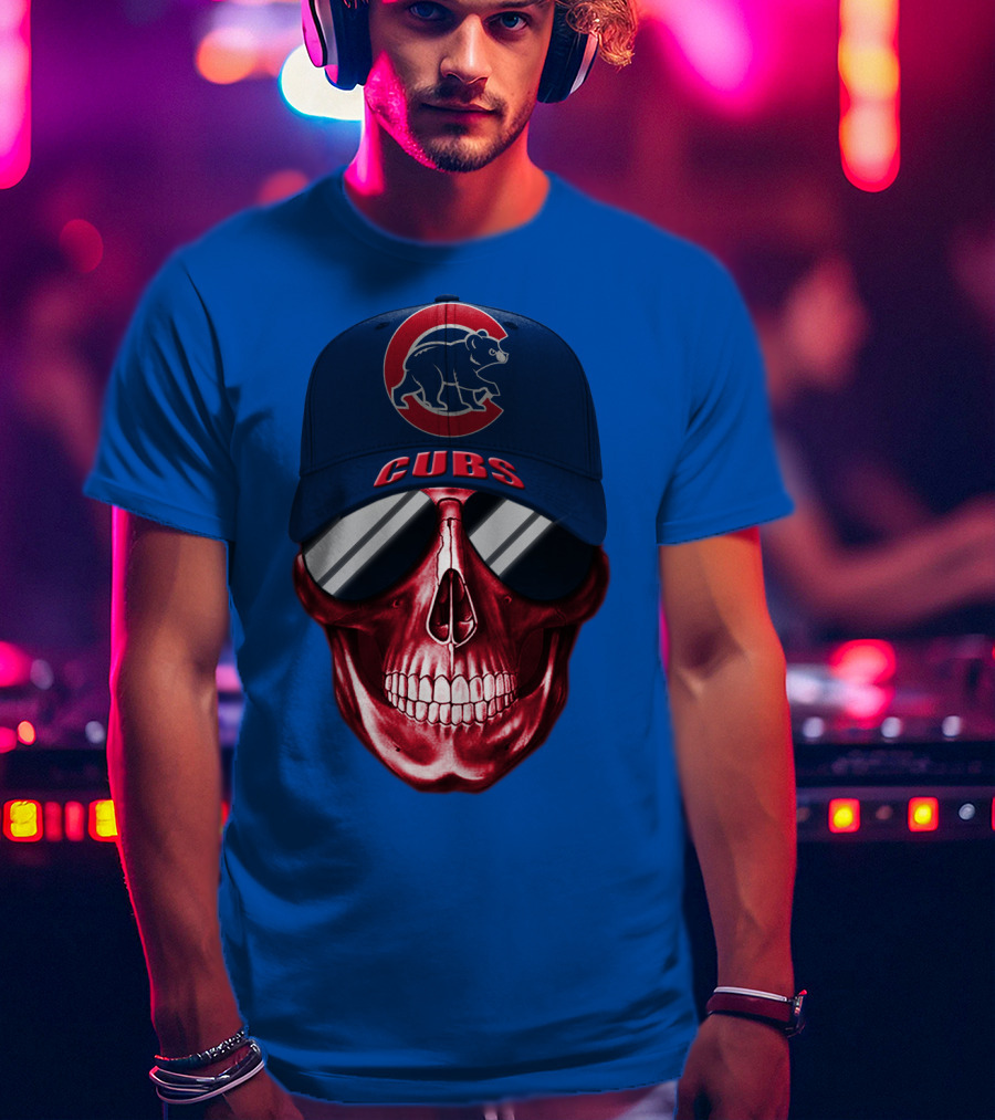 Chicago Cubs Skull Cap T-Shirt