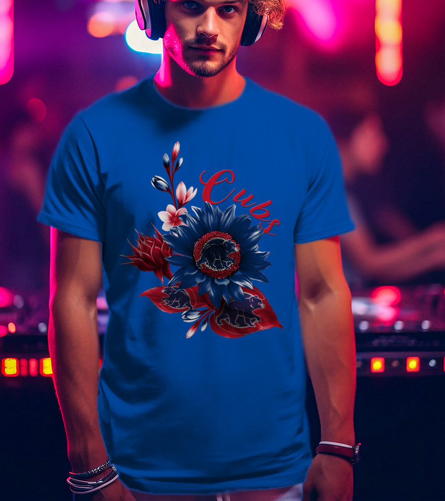 Cubs Blue And Red Floral T-Shirt