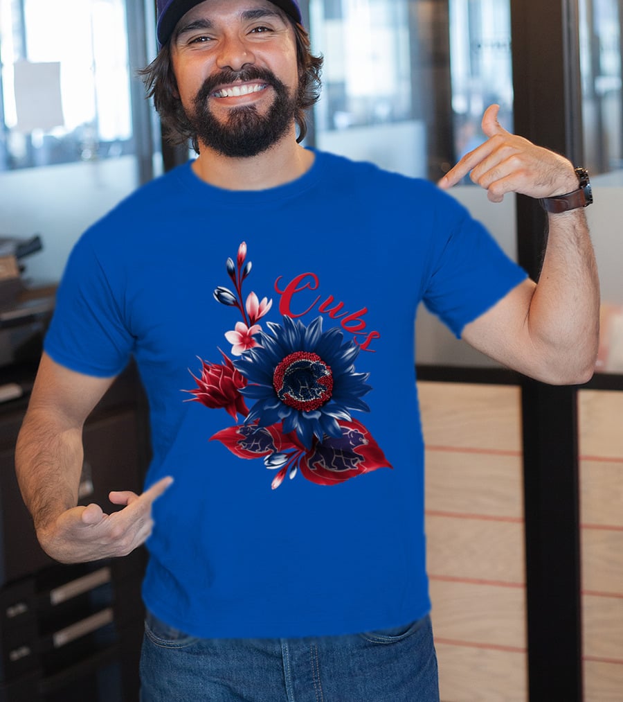 Cubs Blue And Red Floral T-Shirt