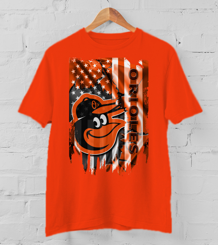 Baltimore Orioles American Flag Bird T-Shirt