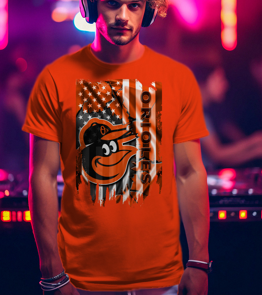 Baltimore Orioles American Flag Bird T-Shirt