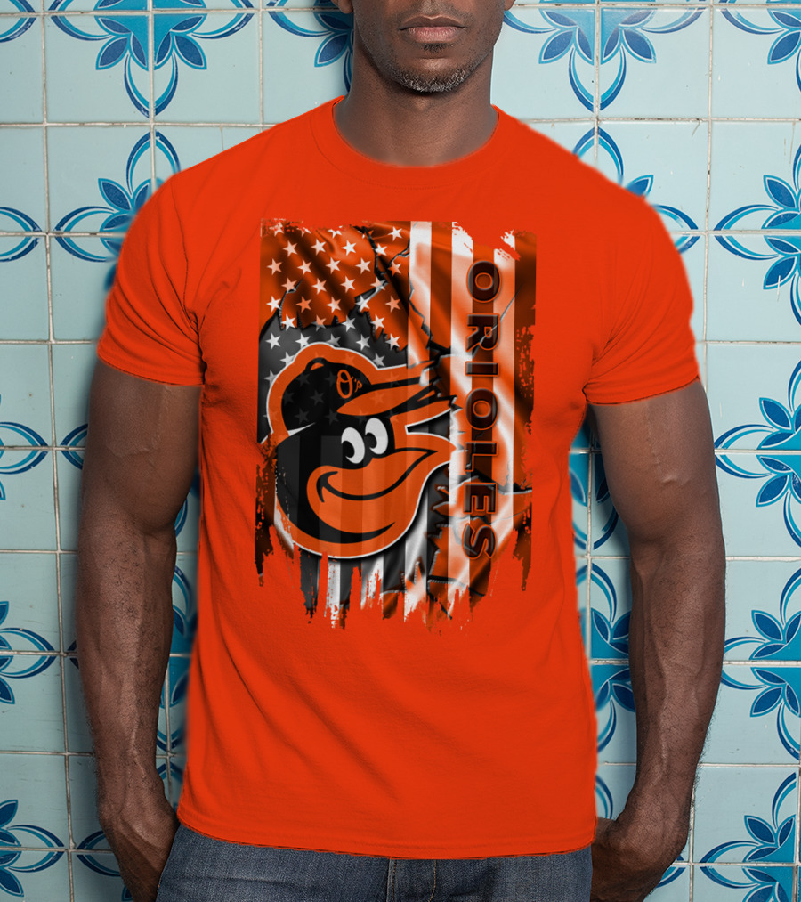 Baltimore Orioles American Flag Bird T-Shirt