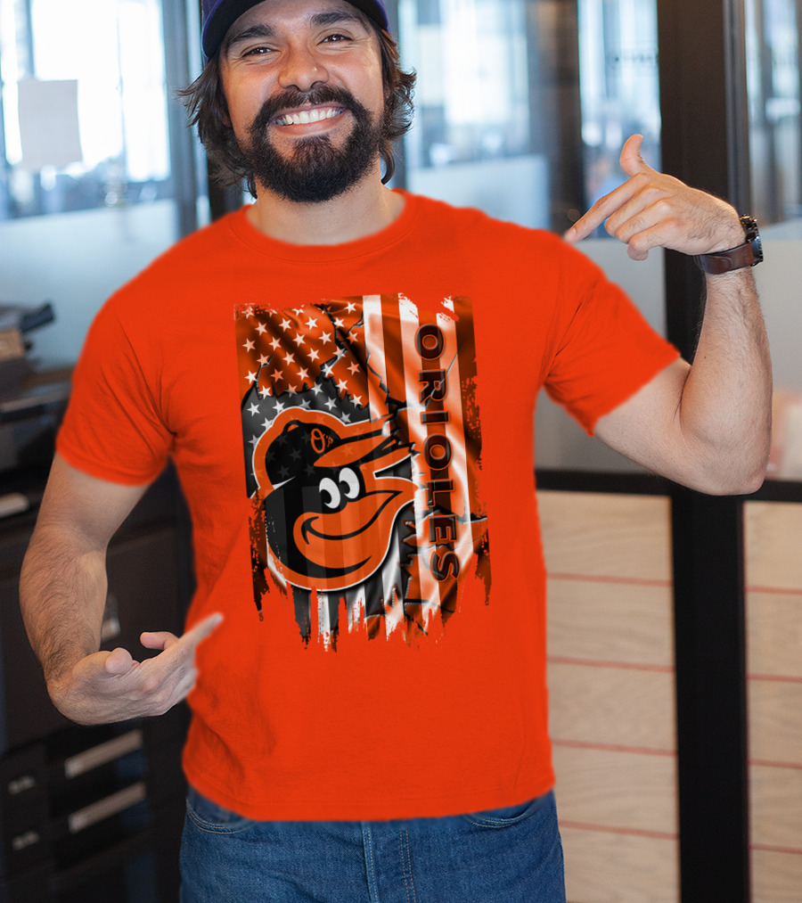 Baltimore Orioles American Flag Bird T-Shirt