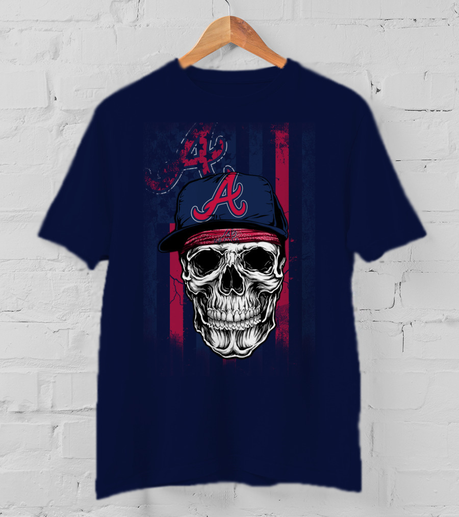 Atlanta Braves Skull With Cap And Team T-Shirt
