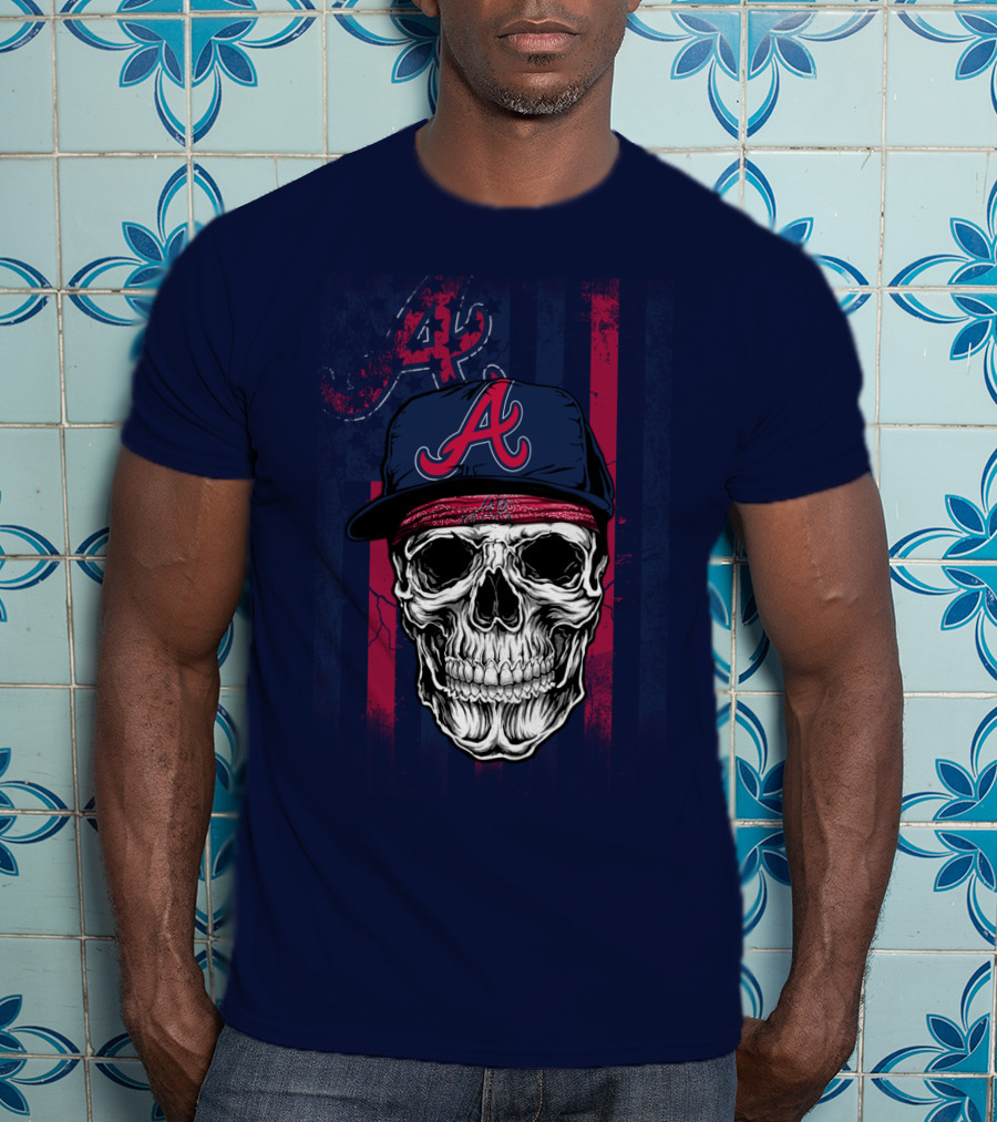 Atlanta Braves Skull With Cap And Team T-Shirt