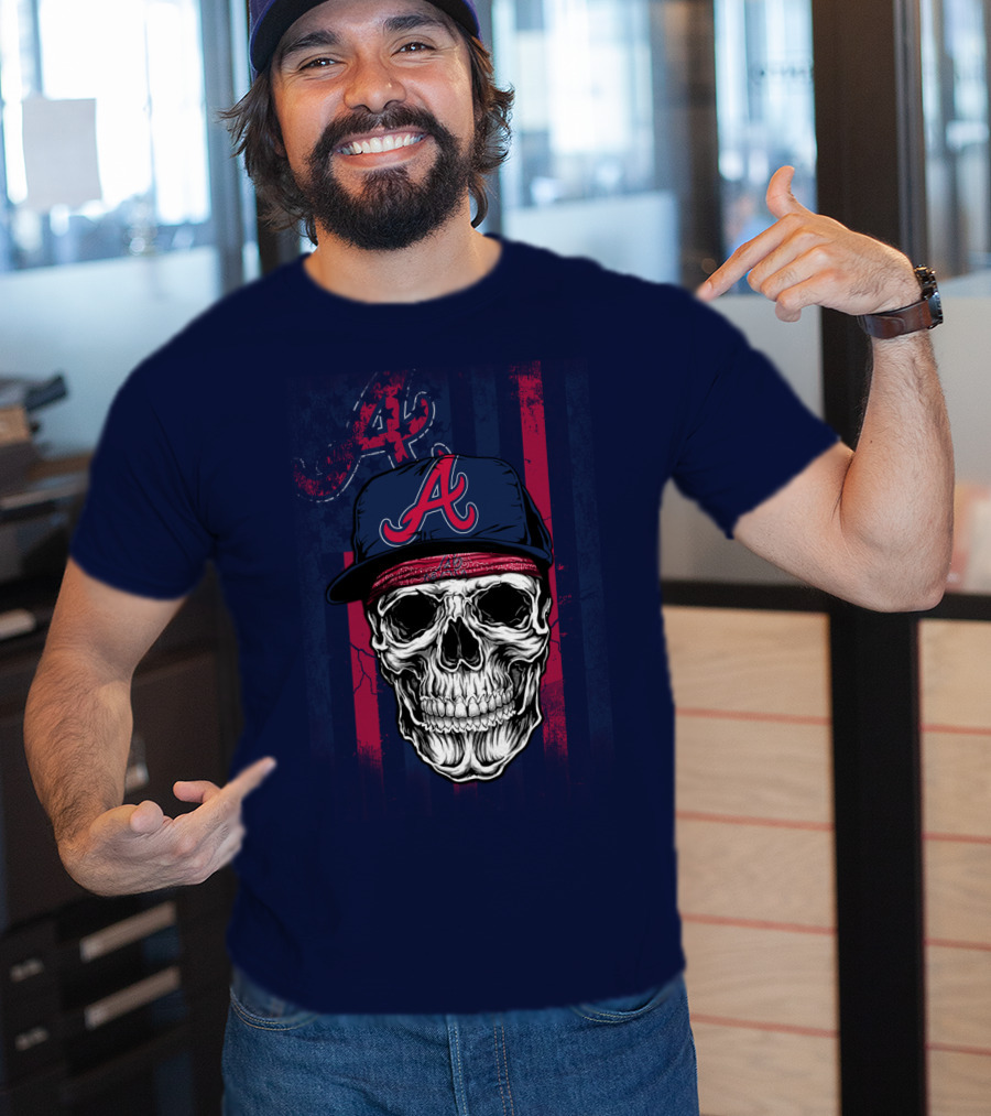 Atlanta Braves Skull With Cap And Team T-Shirt
