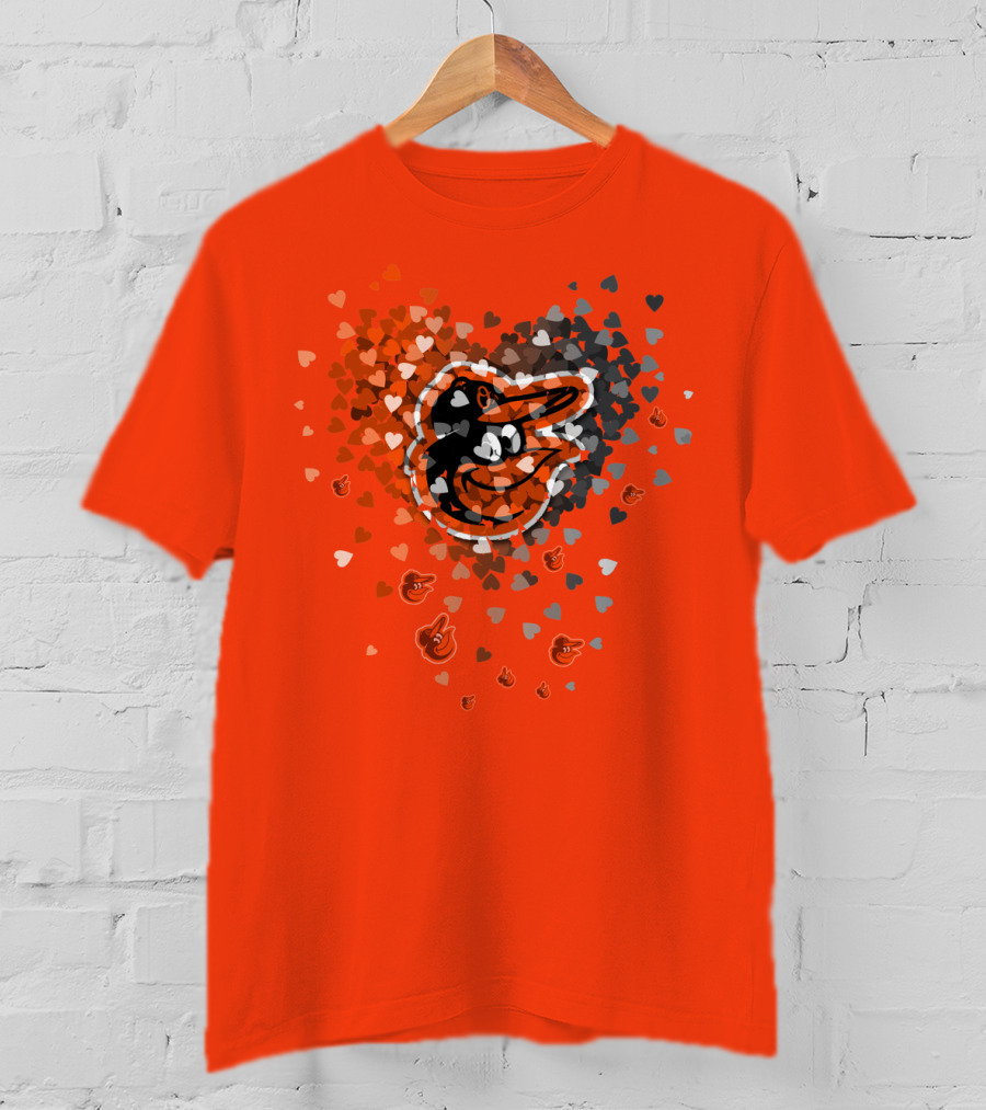 Baltimore Orioles Heart Pattern With Team T-Shirt