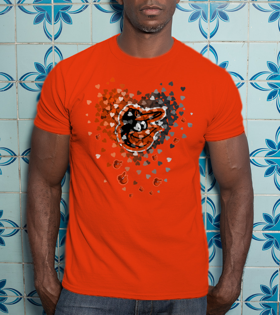 Baltimore Orioles Heart Pattern With Team T-Shirt