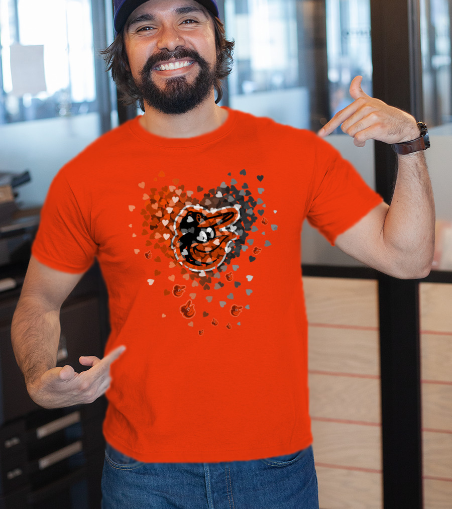 Baltimore Orioles Heart Pattern With Team T-Shirt