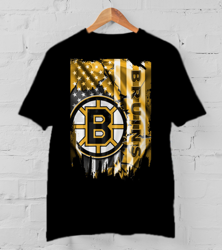 Boston Bruins American Flag Logo Stars And Stripes T-Shirt