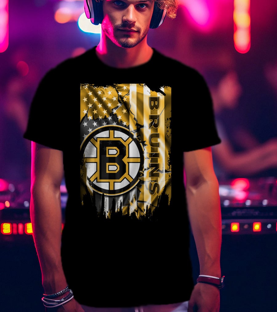 Boston Bruins American Flag Logo Stars And Stripes T-Shirt