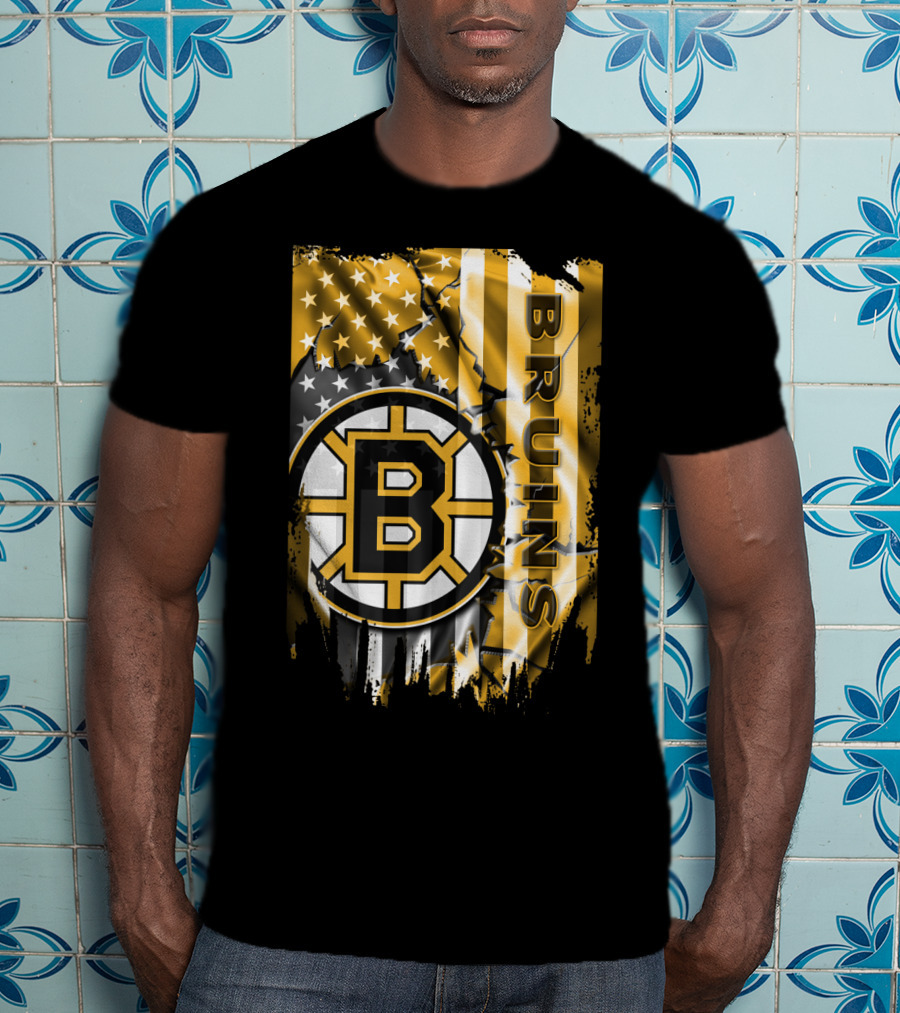 Boston Bruins American Flag Logo Stars And Stripes T-Shirt