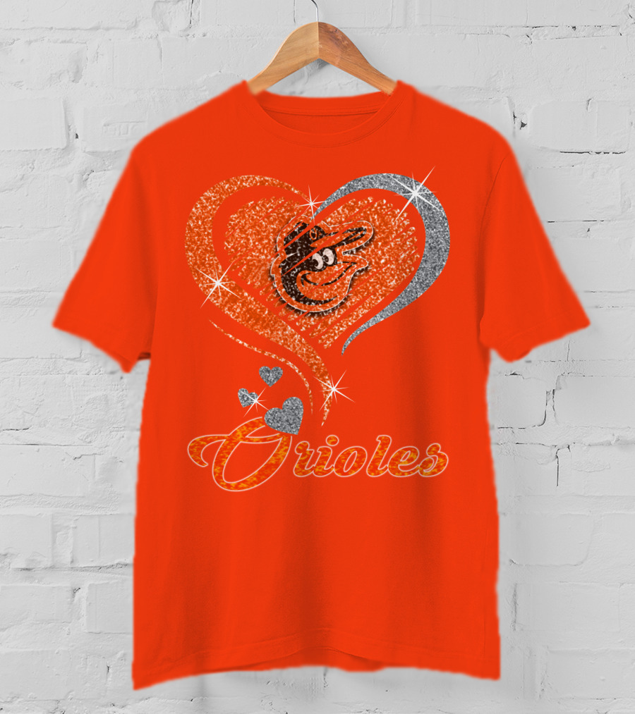 Orioles Heart Sparkle Design Baltimore Orioles T-Shirt