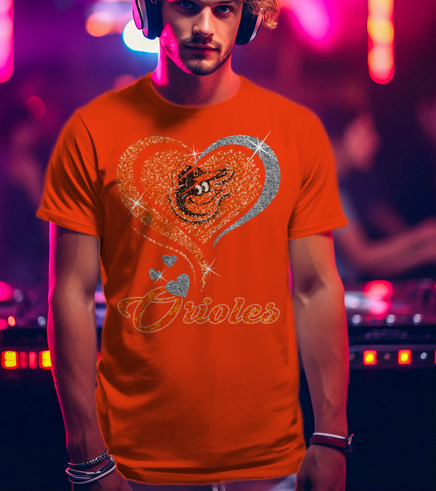 Orioles Heart Sparkle Design Baltimore Orioles T-Shirt