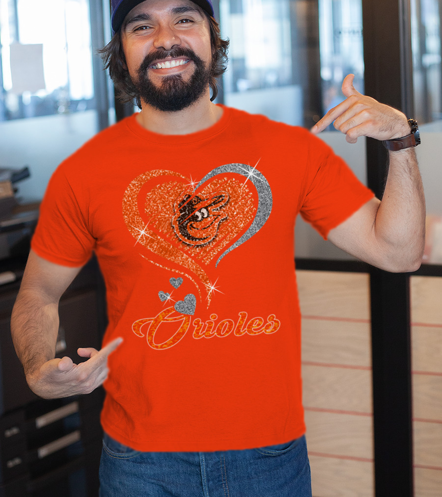 Orioles Heart Sparkle Design Baltimore Orioles T-Shirt