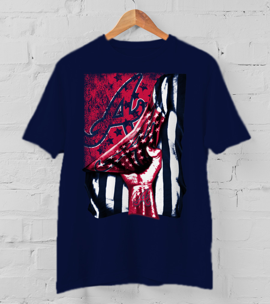 Atlanta Braves A Logo Stars And Stripes Flag T-Shirt