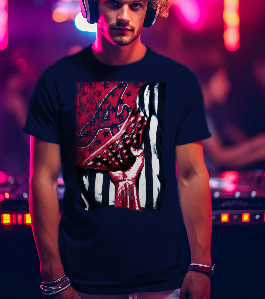 Atlanta Braves A Logo Stars And Stripes Flag T-Shirt