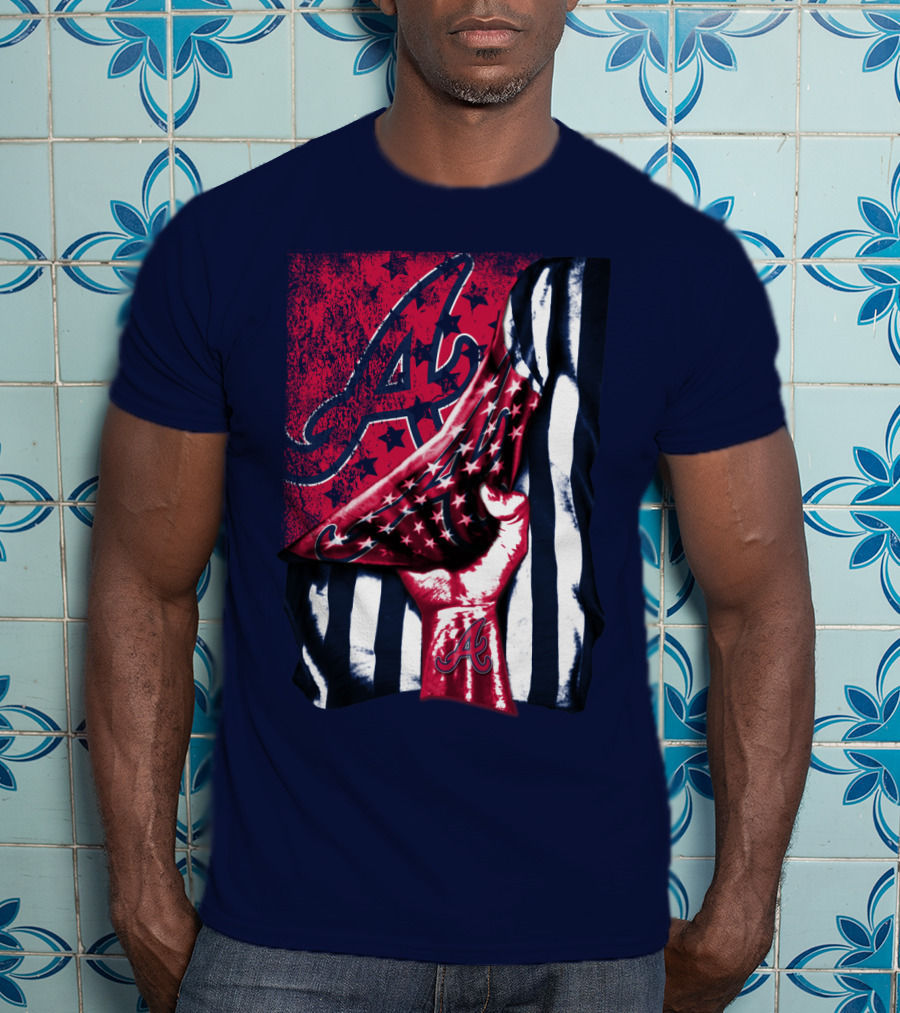 Atlanta Braves A Logo Stars And Stripes Flag T-Shirt