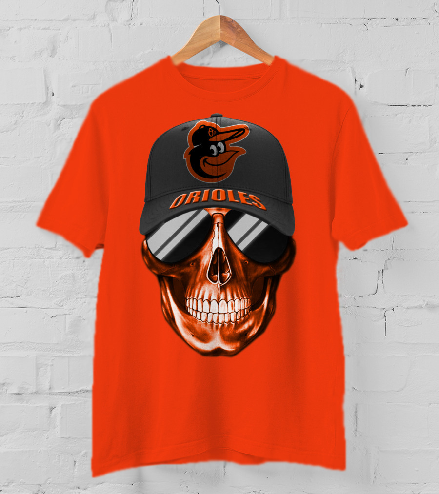 Baltimore Orioles Skull With Cap T-Shirt