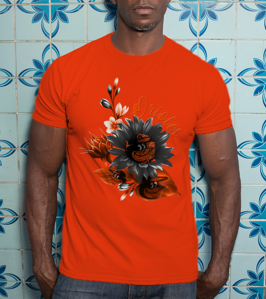 Orioles Sunflower Floral Design Baltimore Orioles T-Shirt