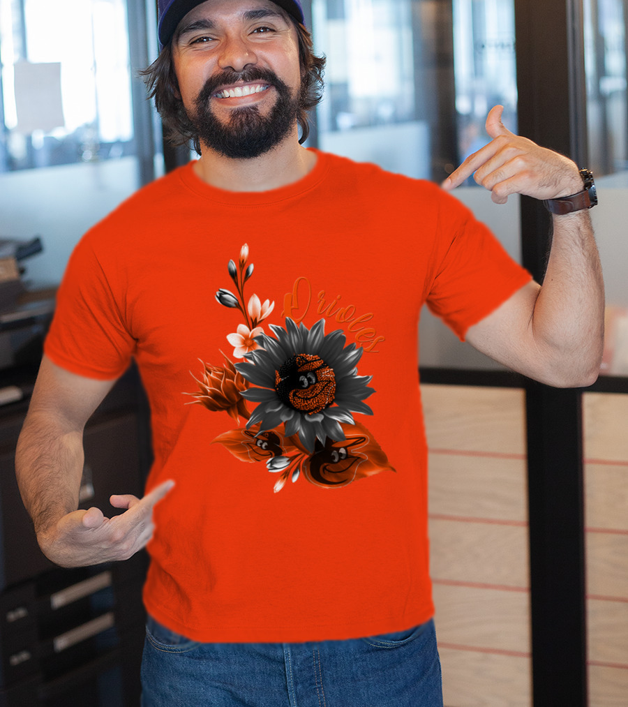 Orioles Sunflower Floral Design Baltimore Orioles T-Shirt