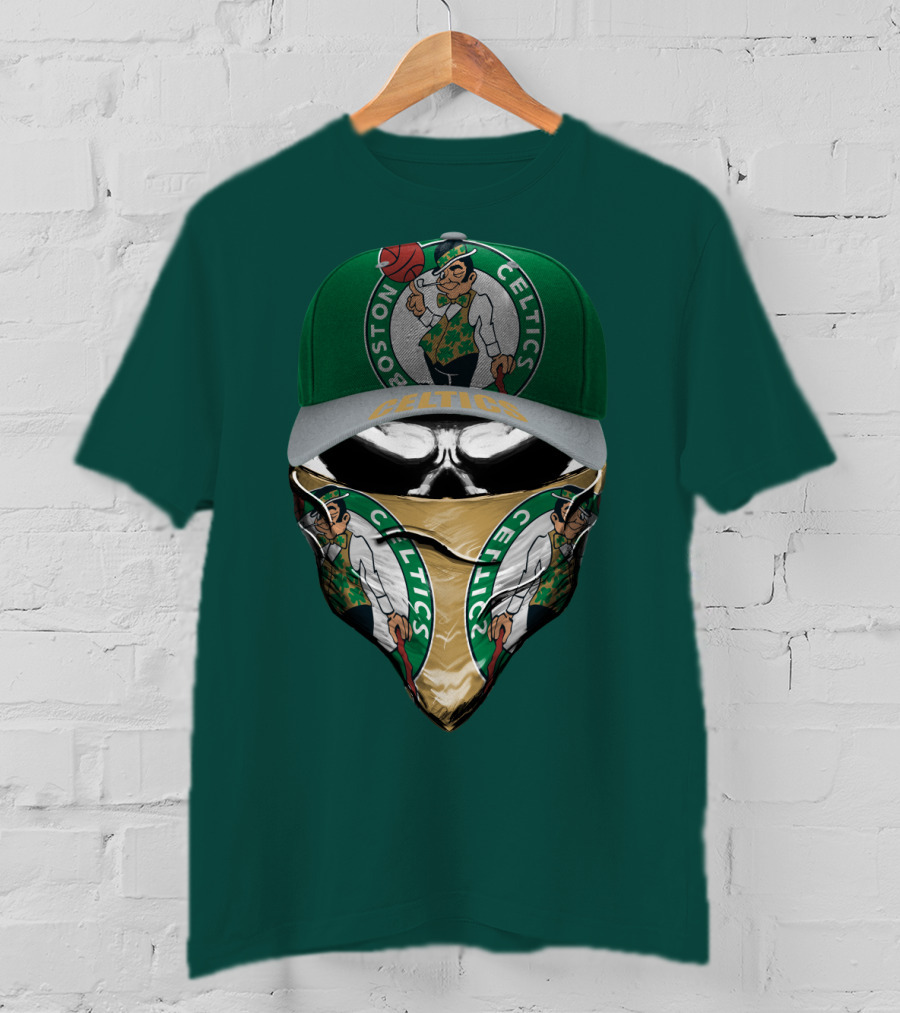 Boston Celtics Lucky The Leprechaun Masked Cap T-Shirt