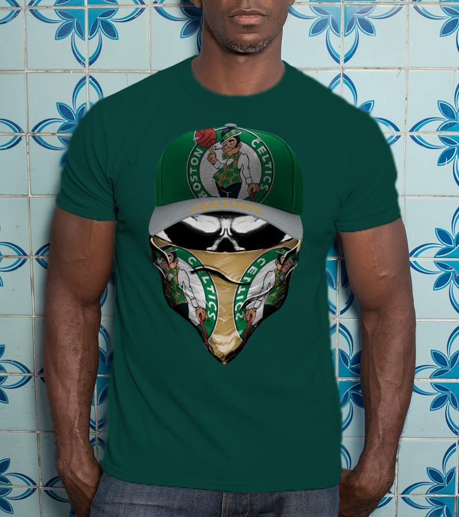 Boston Celtics Lucky The Leprechaun Masked Cap T-Shirt