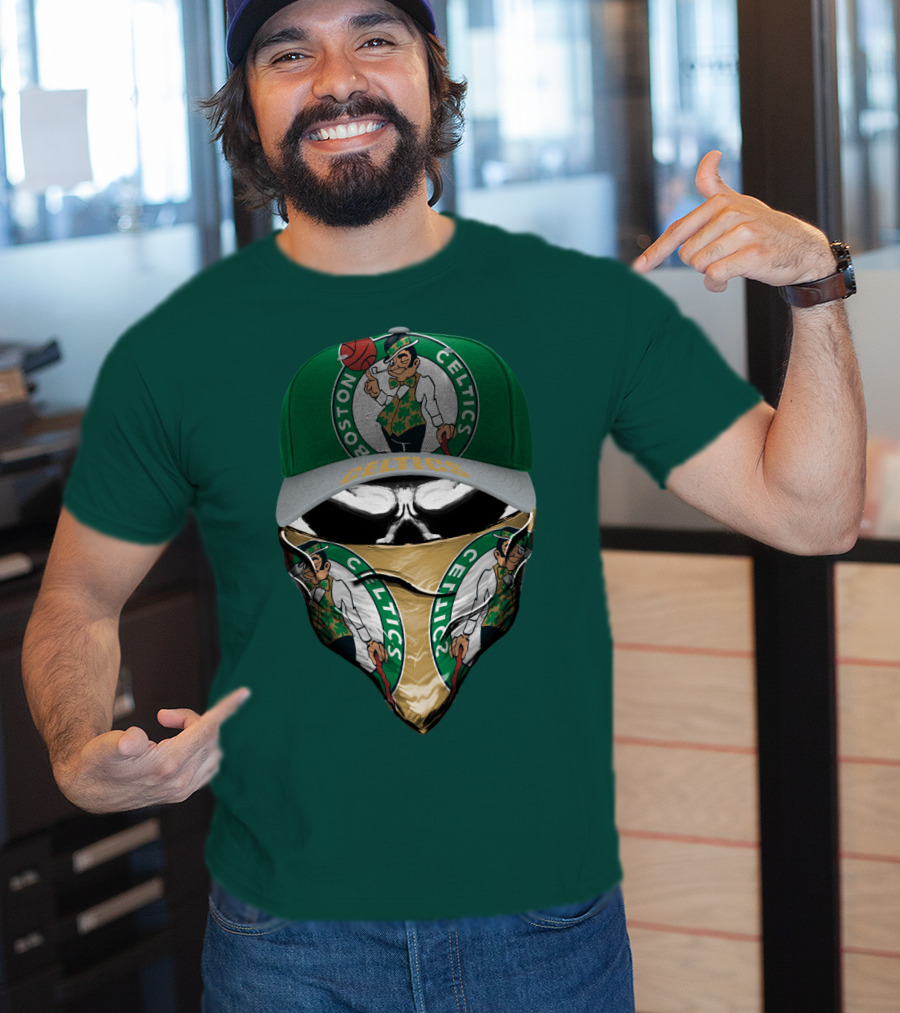 Boston Celtics Lucky The Leprechaun Masked Cap T-Shirt