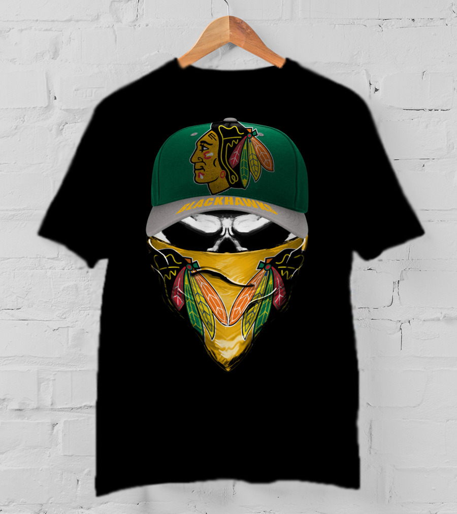 Chicago Blackhawks Logo Cap And Mask Combo T-Shirt