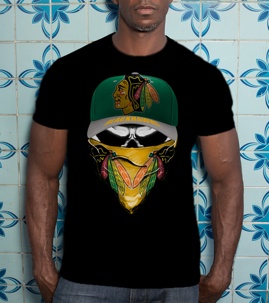 Chicago Blackhawks Logo Cap And Mask Combo T-Shirt