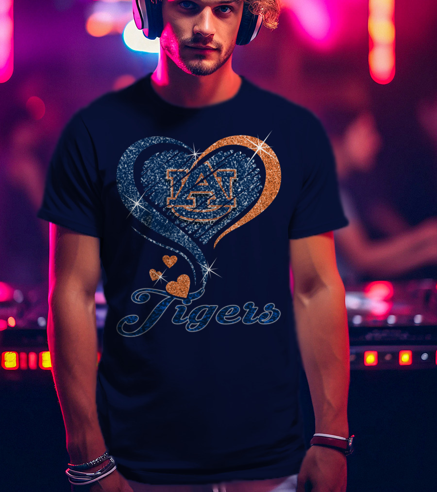 Auburn Tigers Heart Logo With Effect T-Shirt