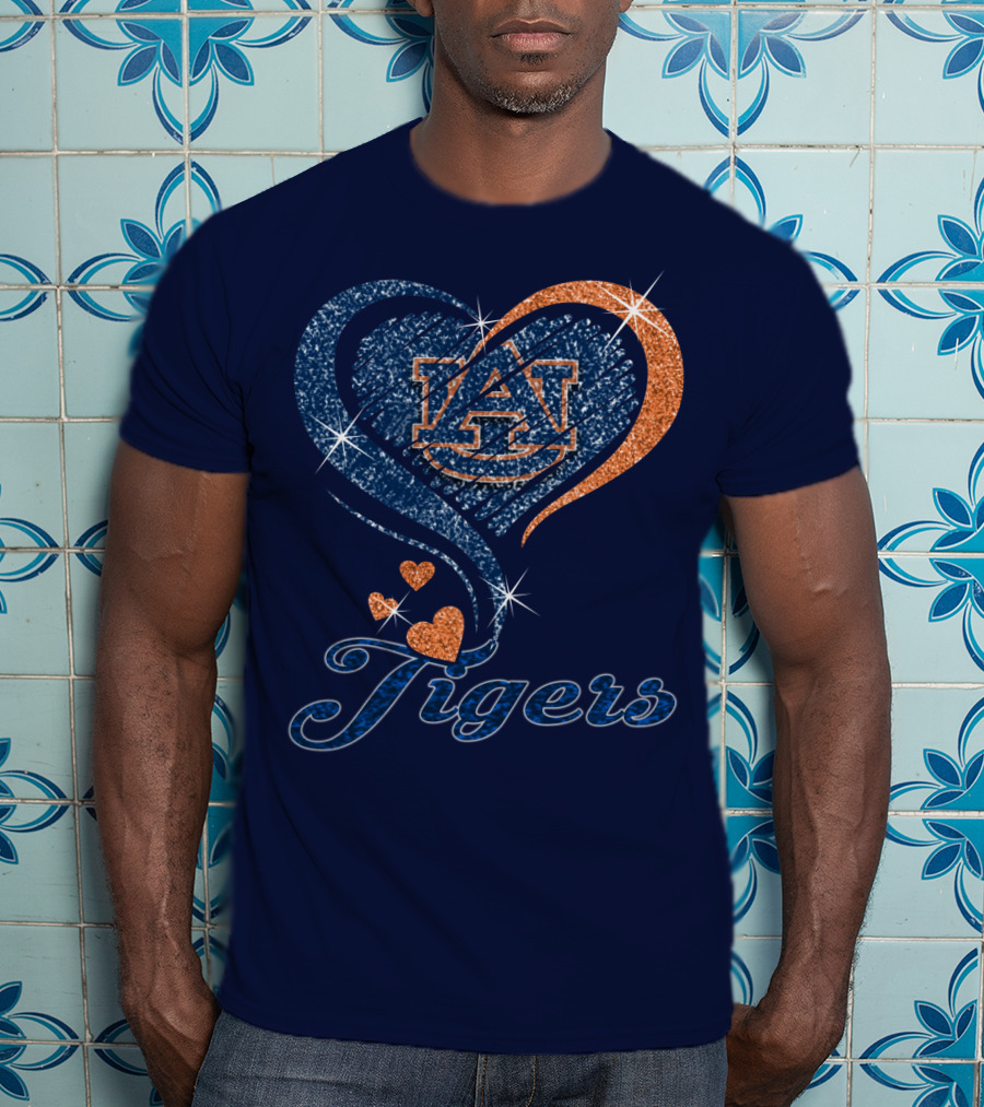 Auburn Tigers Heart Logo With Effect T-Shirt