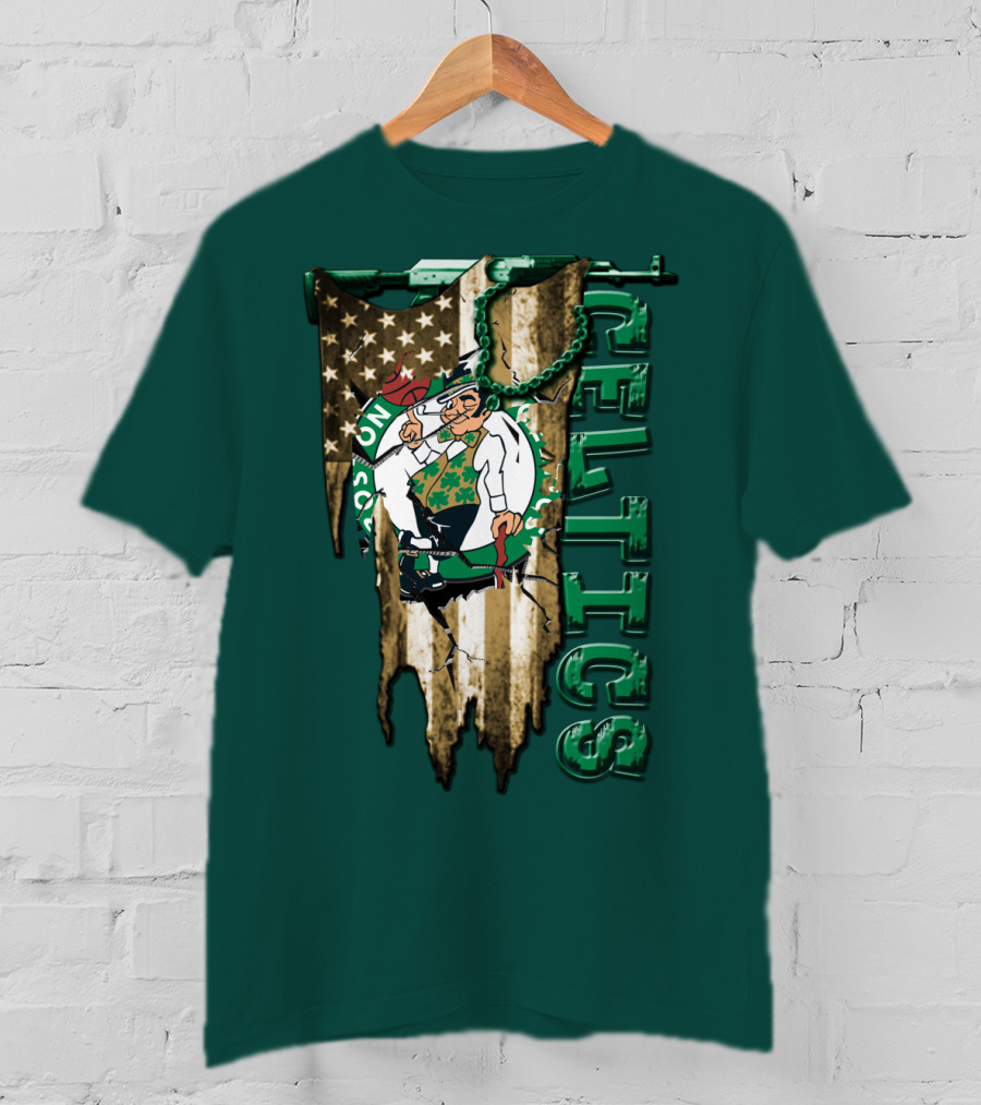 Boston Celtics Vintage American Flag T-Shirt