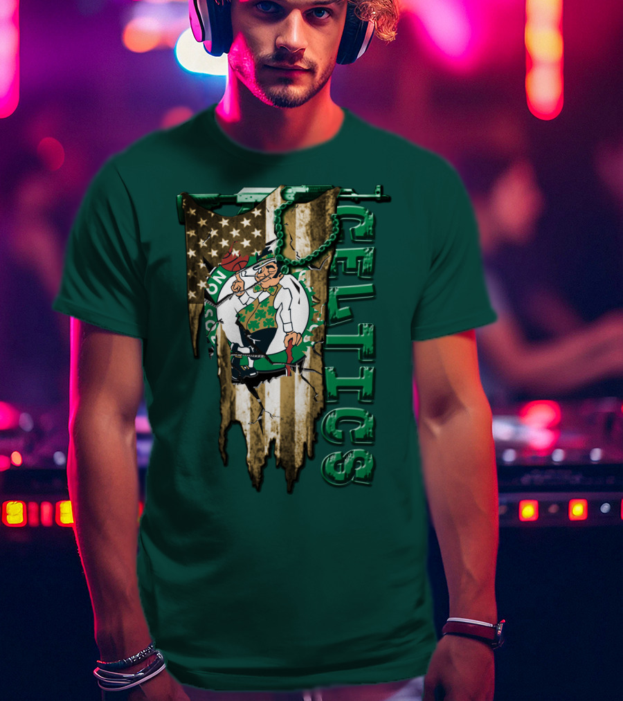Boston Celtics Vintage American Flag T-Shirt