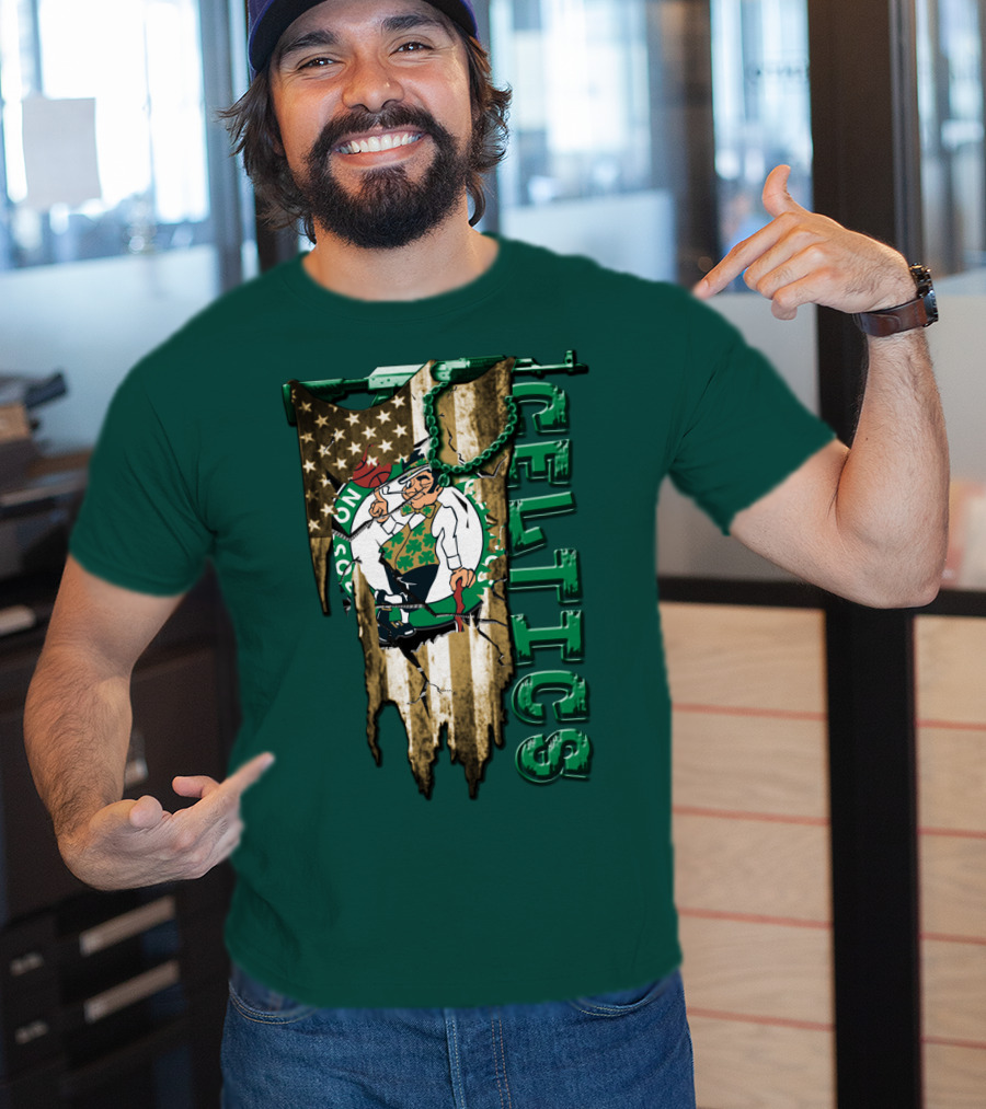 Boston Celtics Vintage American Flag T-Shirt