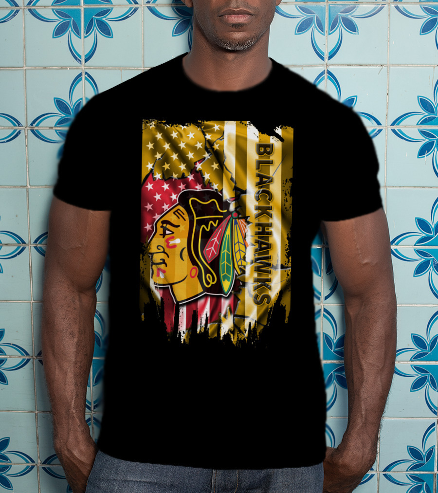 Blackhawks American Flag T-Shirt